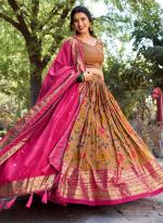 Tussar Silk Mustard Festival Wear Kalamkari Printed Readymade Lehenga Choli